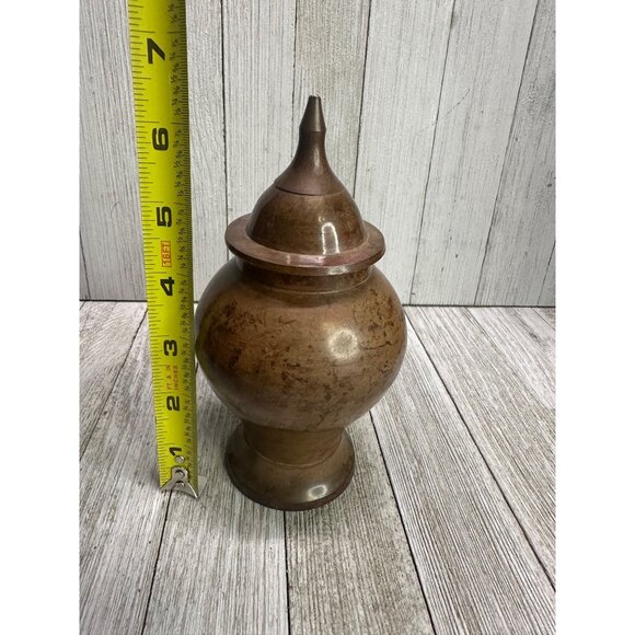 Vintage Solid Metal Urn Vase Ginger Jar with Lid 6.5'' Tall - Picture 5 of 7